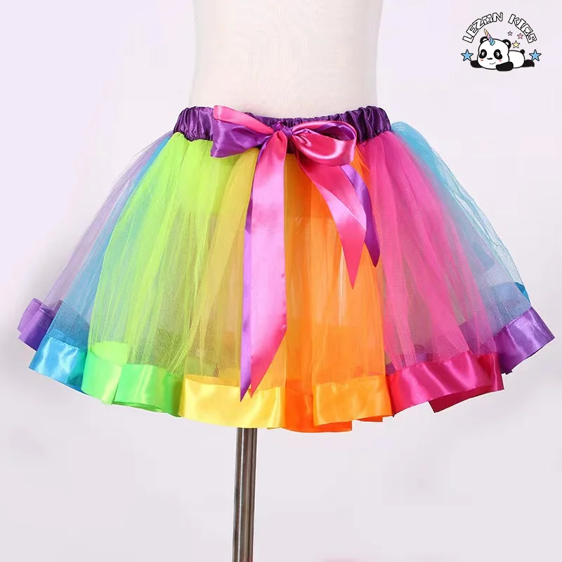 LEZONKIDS - Customizable New Fahion Multi-color Puffy Cute Bow Tulle Girls Tutu Skirt For2-14 Years Old